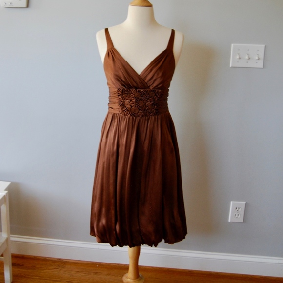 BCBG Brown Bubble Hem Cocktail Dress - Picture 1 of 3